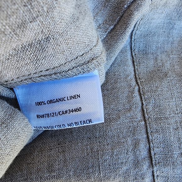 Eileen Fisher Women's Embroidered Organic Linen Slip Dress Tan Beachy Coastal L - Picture 13 of 13